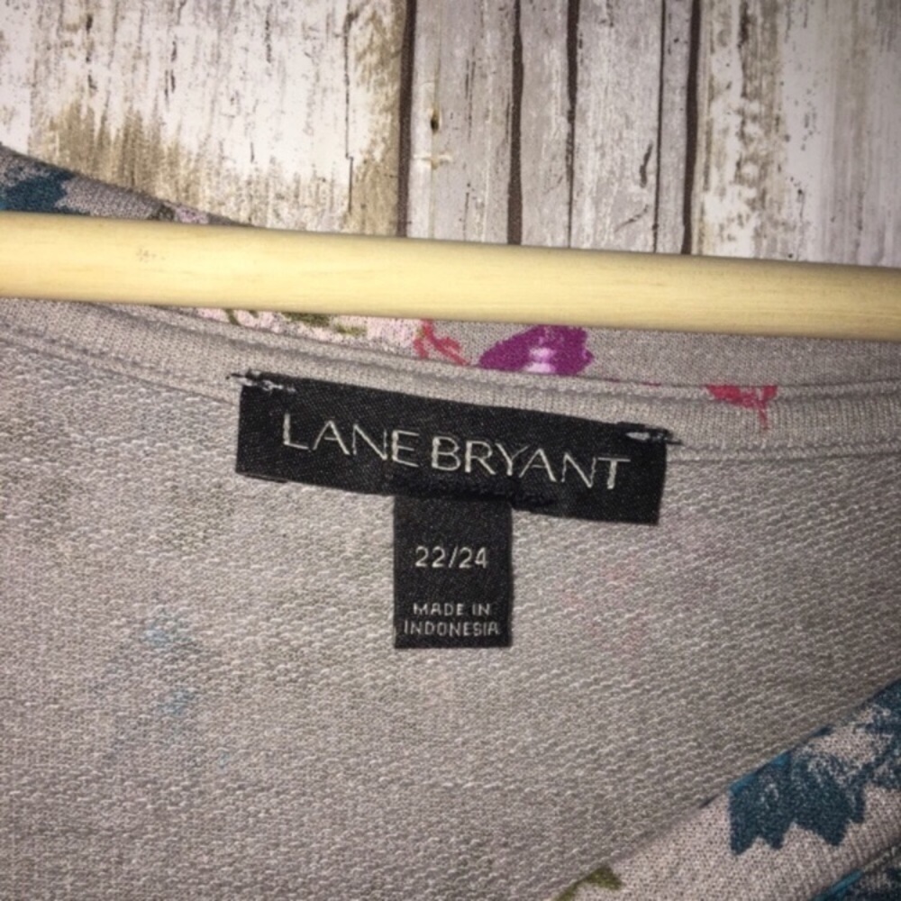 Lane Bryant Floral Tunic Top 22/24 Gray Pink Blue Long Sleeve Plus Size - Picture 5 of 5